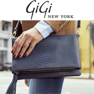 GiGi New York Blue Clutch/Crossbody Bag